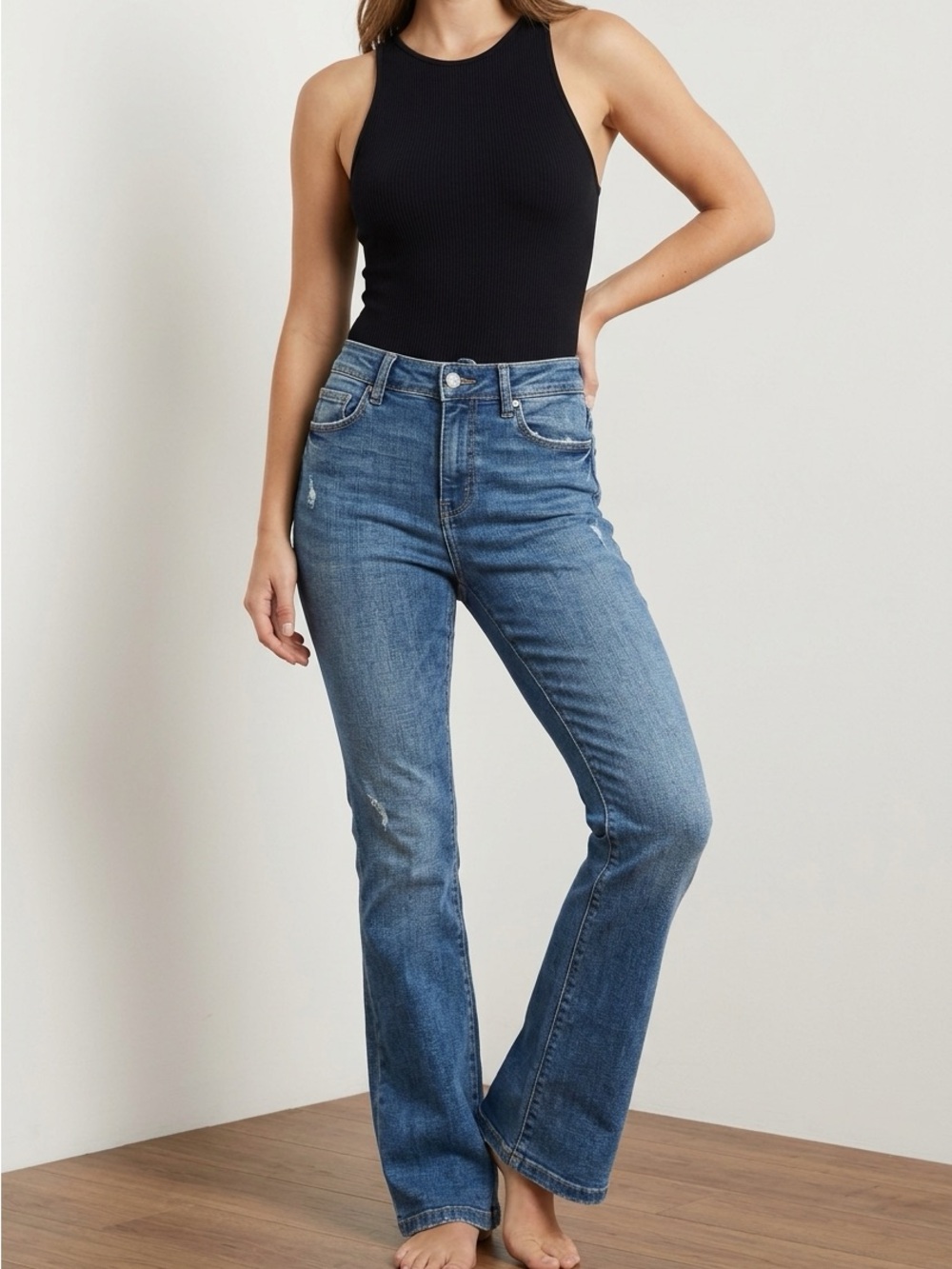 Artemis Design Co. Medium Wash Blue Flare Jeans